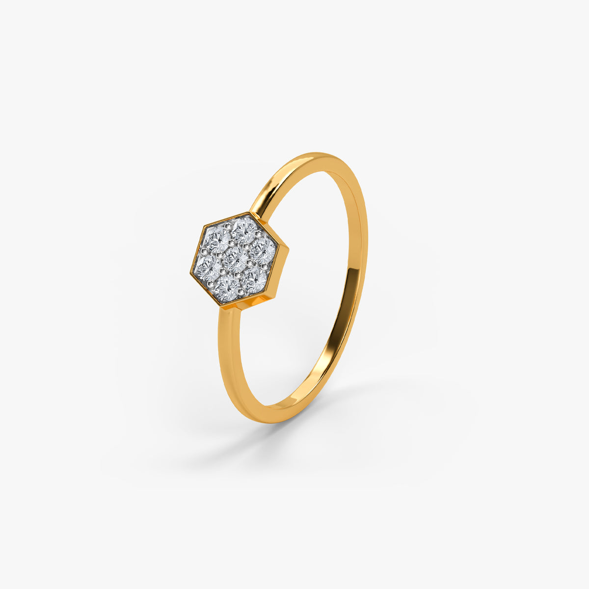 Gold Hexagon Shine Lab Grown Diamond Ring (Size 12)