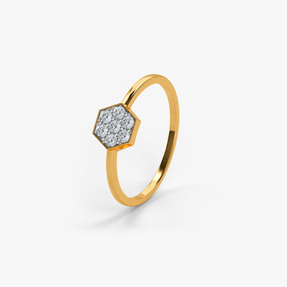 Gold Hexagon Shine Lab Grown Diamond Ring (Size 12)