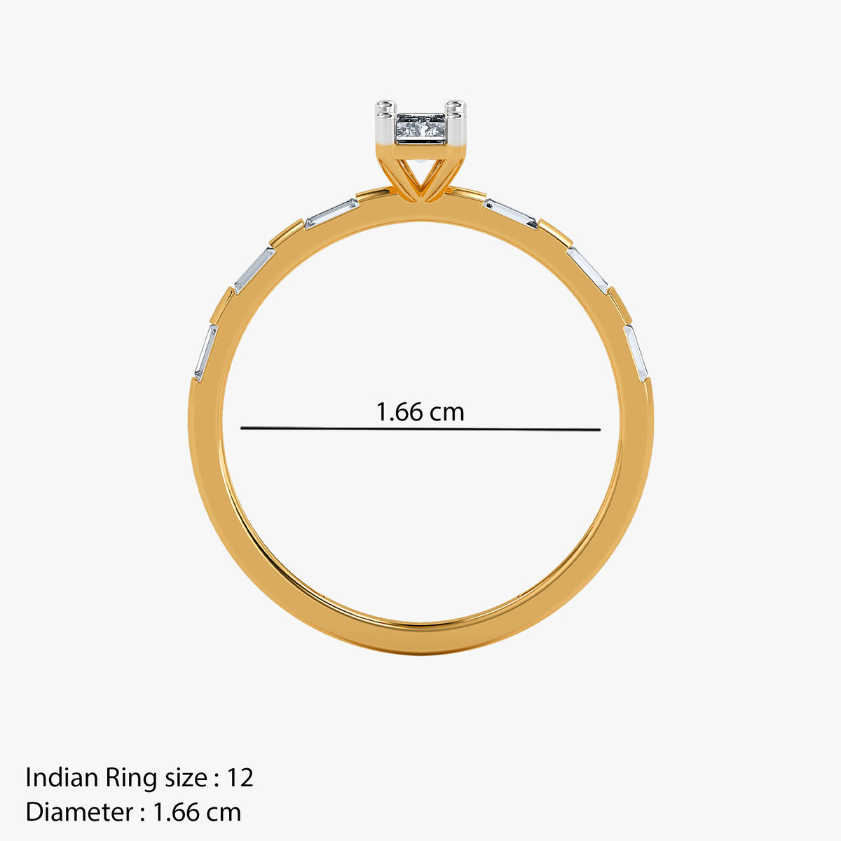 Gold Square Glow Lab Grown Diamond Ring (Size 12)