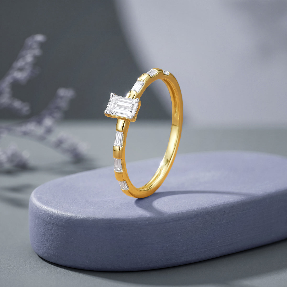 Gold Square Glow Lab Grown Diamond Ring (Size 12)