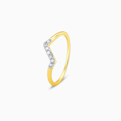 Gold Angled Waves Diamond Ring