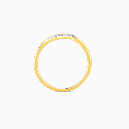 Gold Angled Waves Diamond Ring