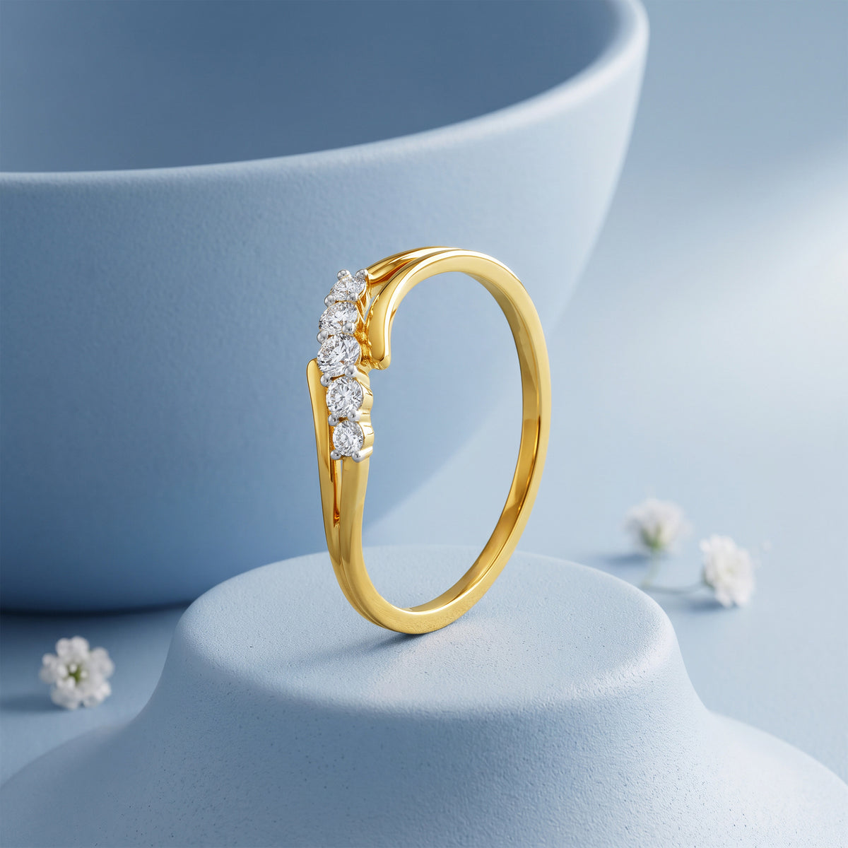 Gold Endless Wave Lab Grown Diamond Ring (Size 12)