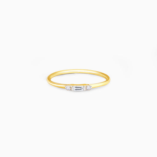 Gold Rectangular Diamond Ring
