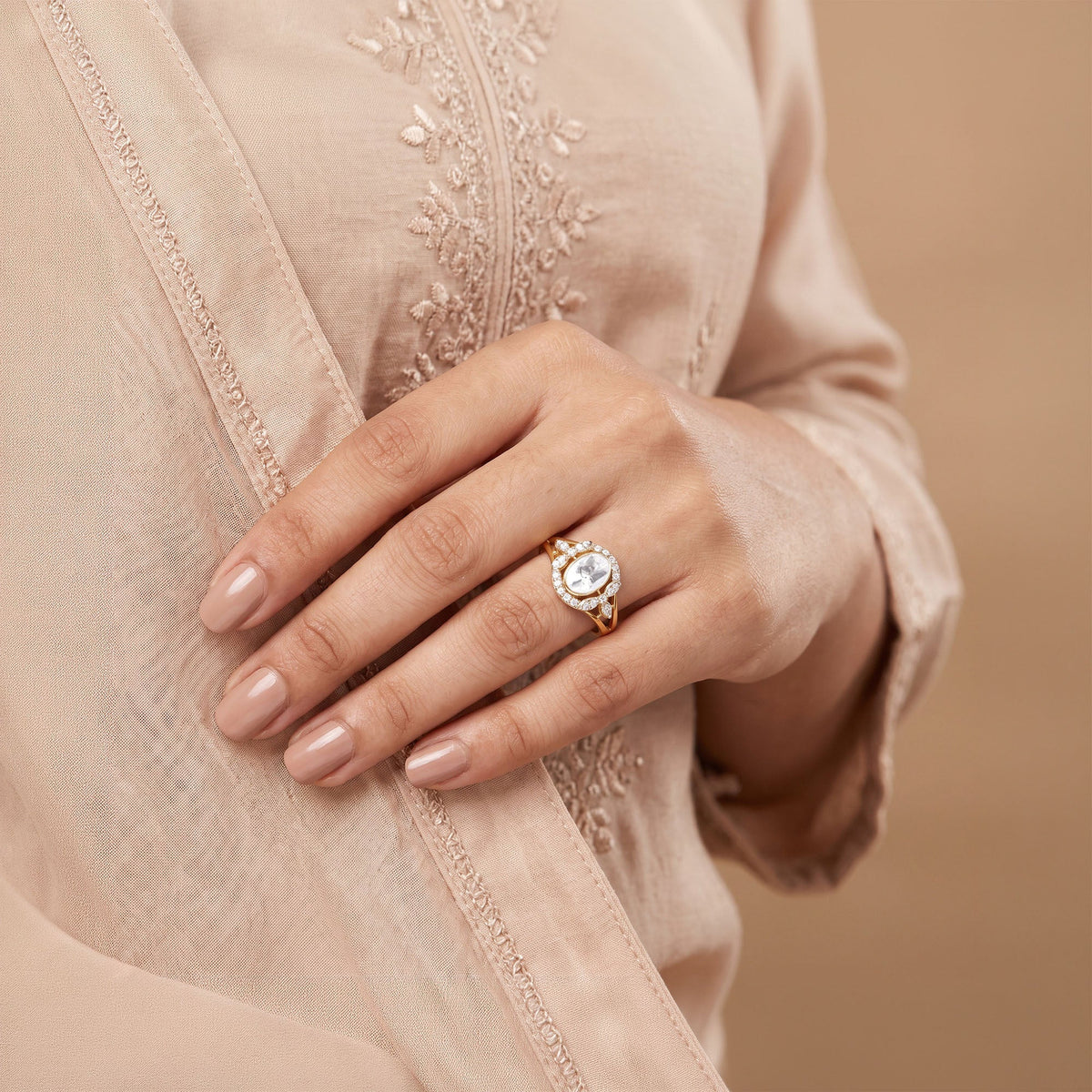 Gold Mehraab Lab Grown Diamond Ring (Size 12)