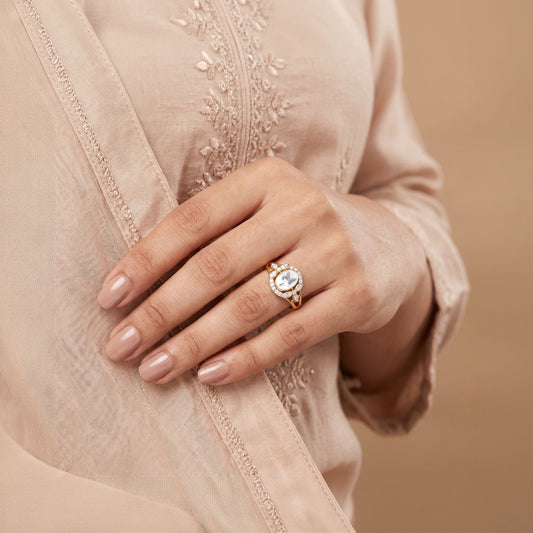 Gold Mehraab Lab Grown Diamond Ring (Size 12)