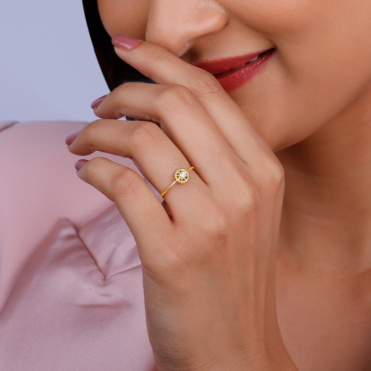 Gold Floweret Diamond Ring