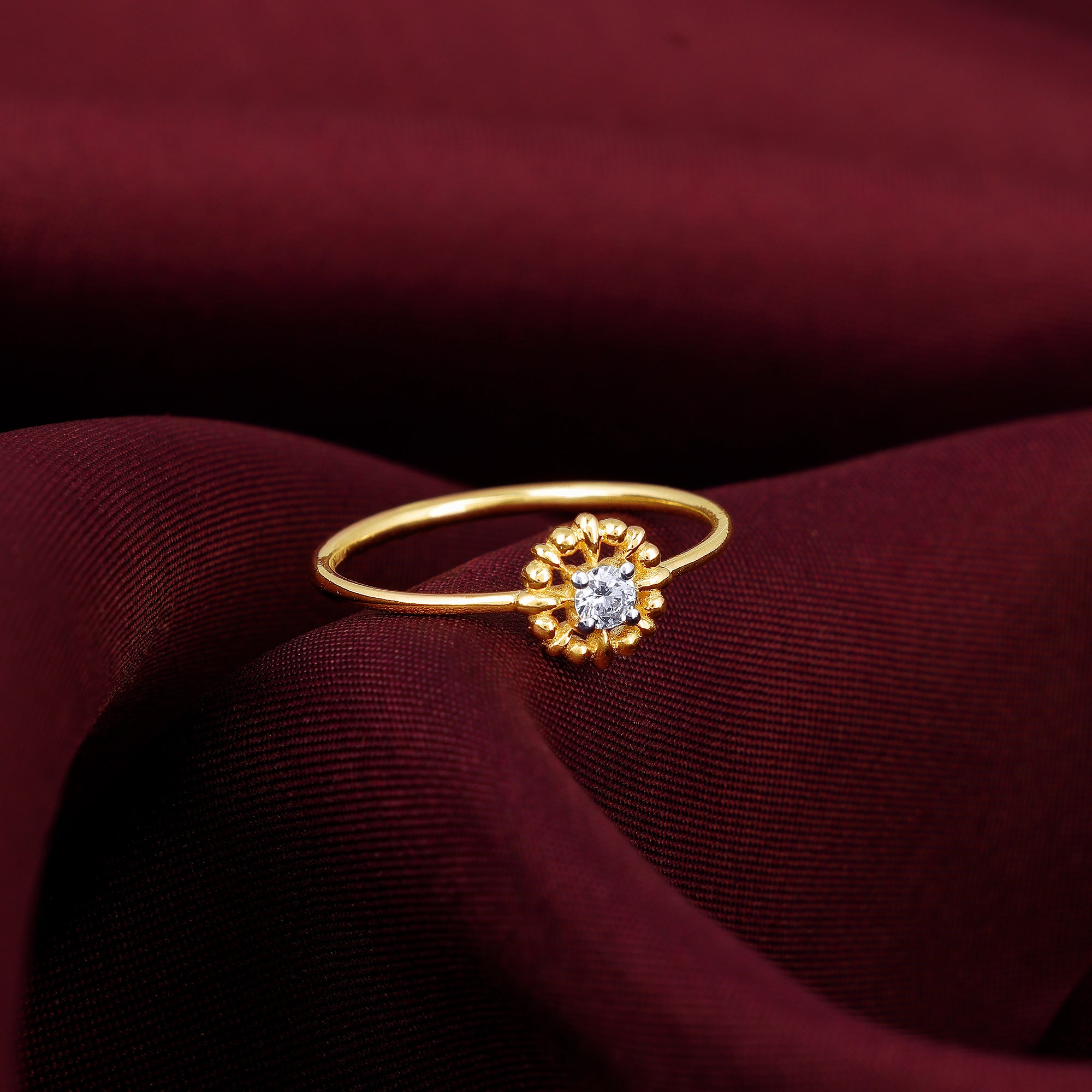 Simple Gold Diamond Finger Ring for Women | PC Chandra Diamond Collection