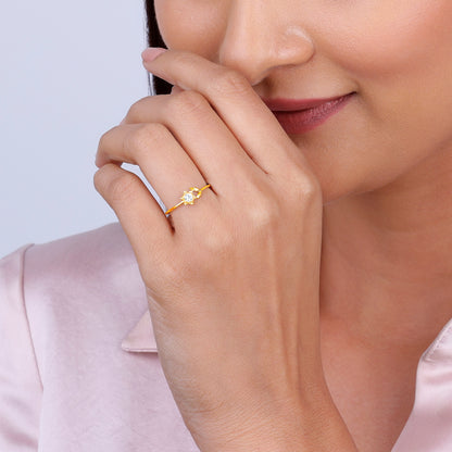 Gold Magnolia Diamond Ring