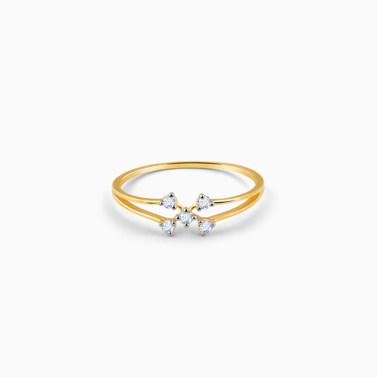 Gold X-Cross Diamond Ring