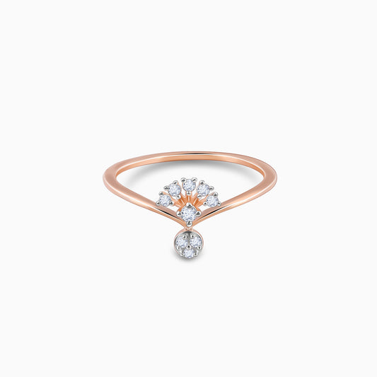 Rose Gold Sun Dangler Diamond Ring
