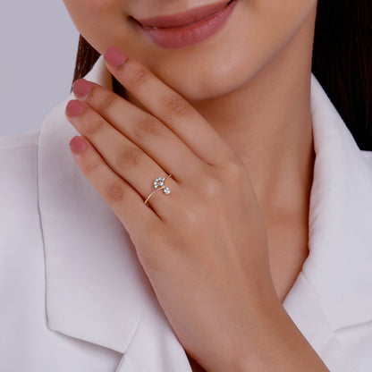 Rose Gold Sun Dangler Diamond Ring