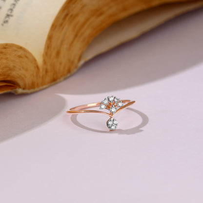 Rose Gold Sun Dangler Diamond Ring
