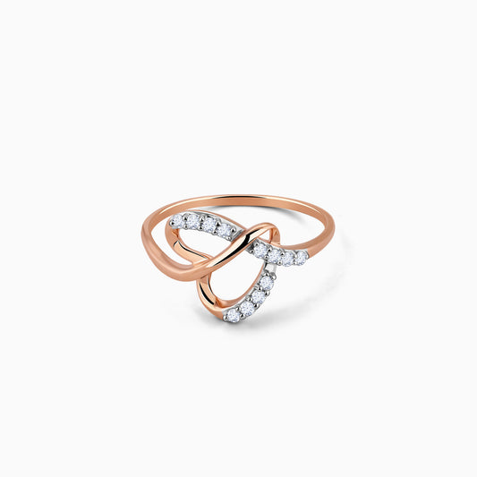 Rose Gold Warped Diamond Ring