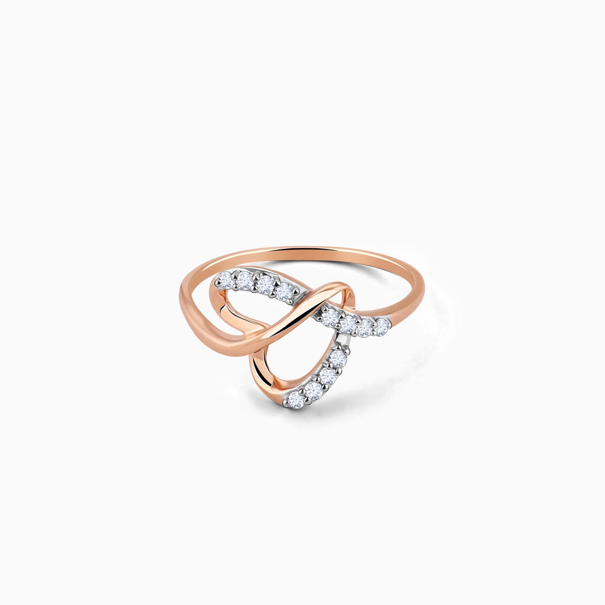 Rose Gold Warped Diamond Ring – Heer by GIVA