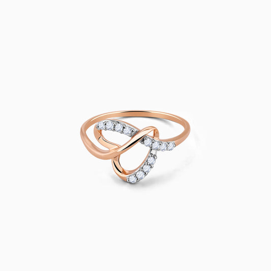 Rose Gold Warped Diamond Ring