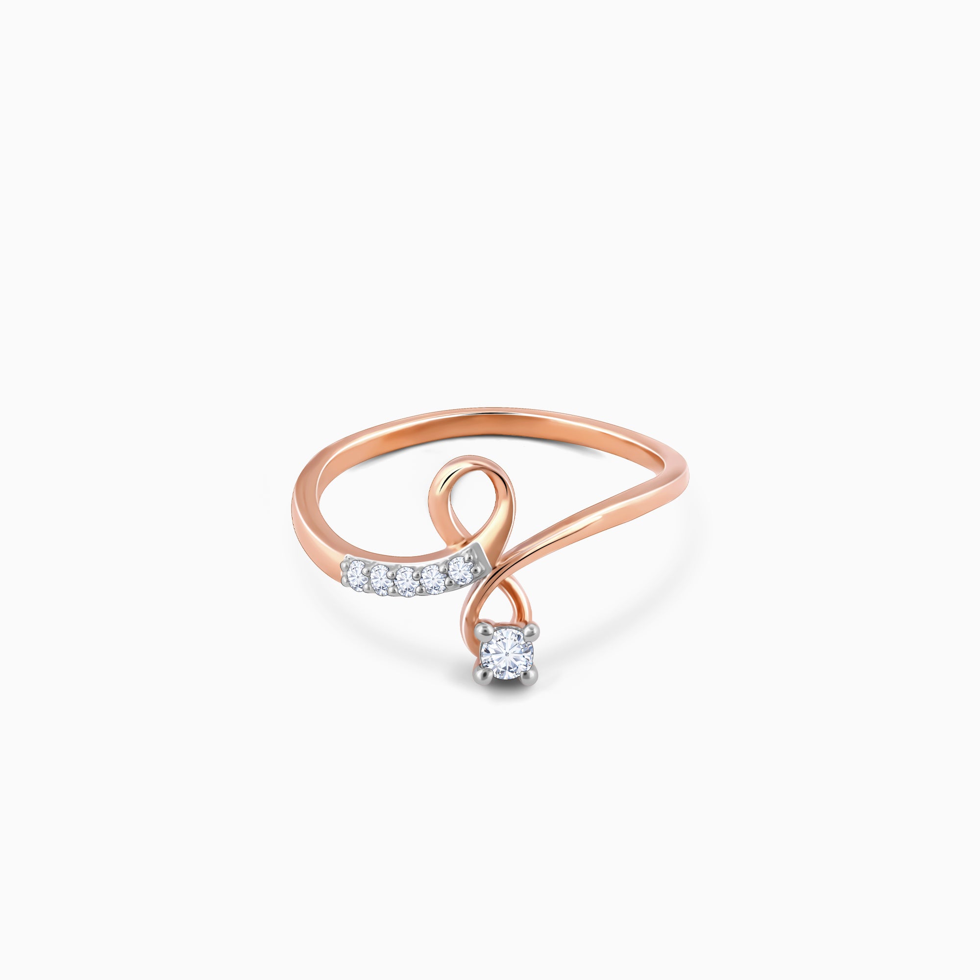 Rose Gold Looped Diamond Ring – Heer by GIVA