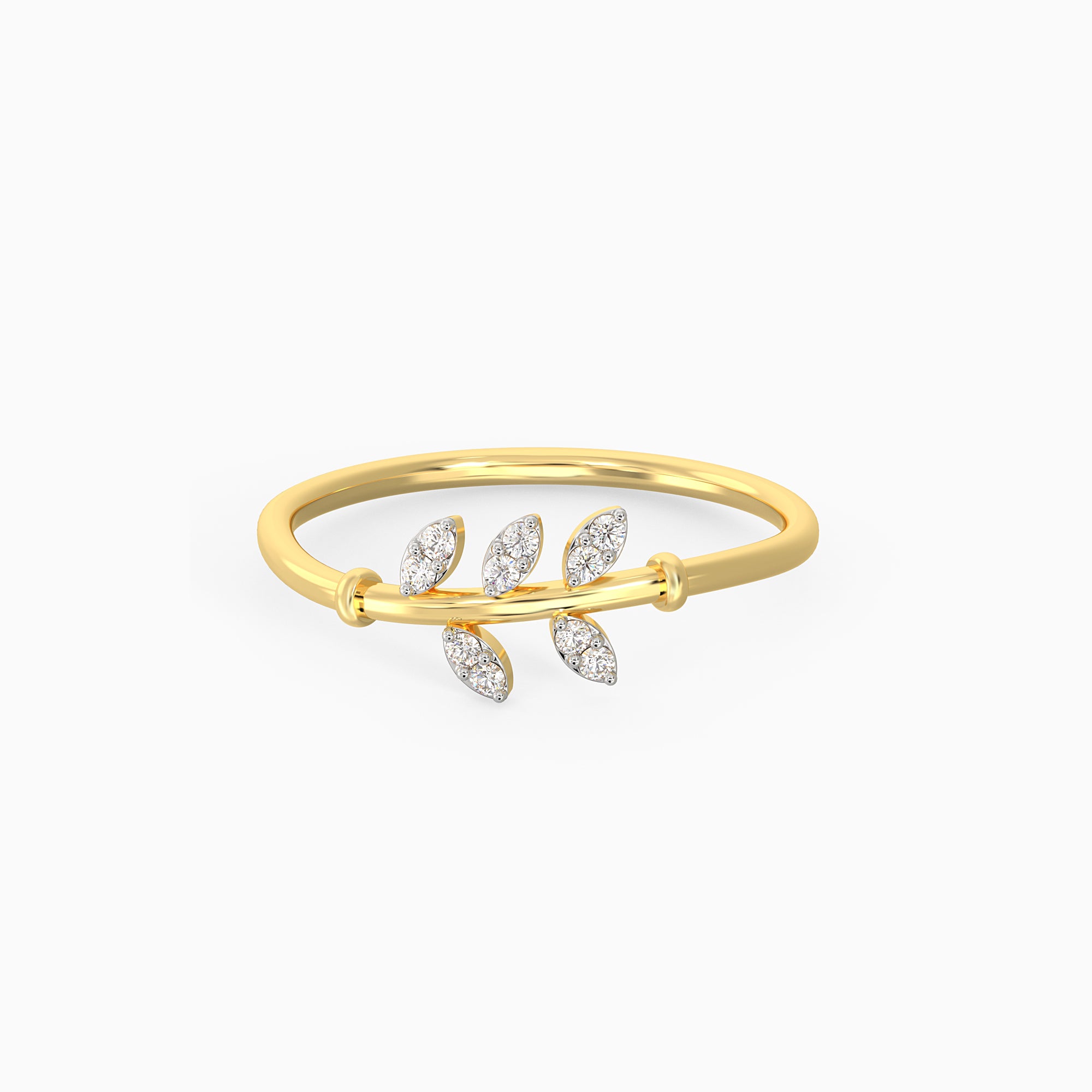 Gold Leaves Diamond Ring