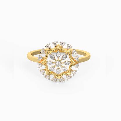 Gold Glamorous Floral Diamond Ring