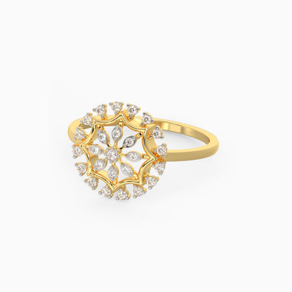 Gold Glamorous Floral Diamond Ring