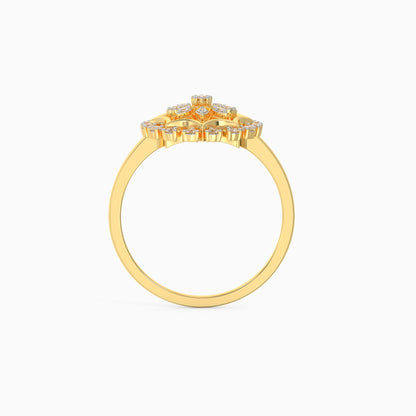 Gold Glamorous Floral Diamond Ring