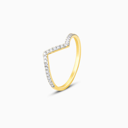 Gold Angular Waves Diamond Ring