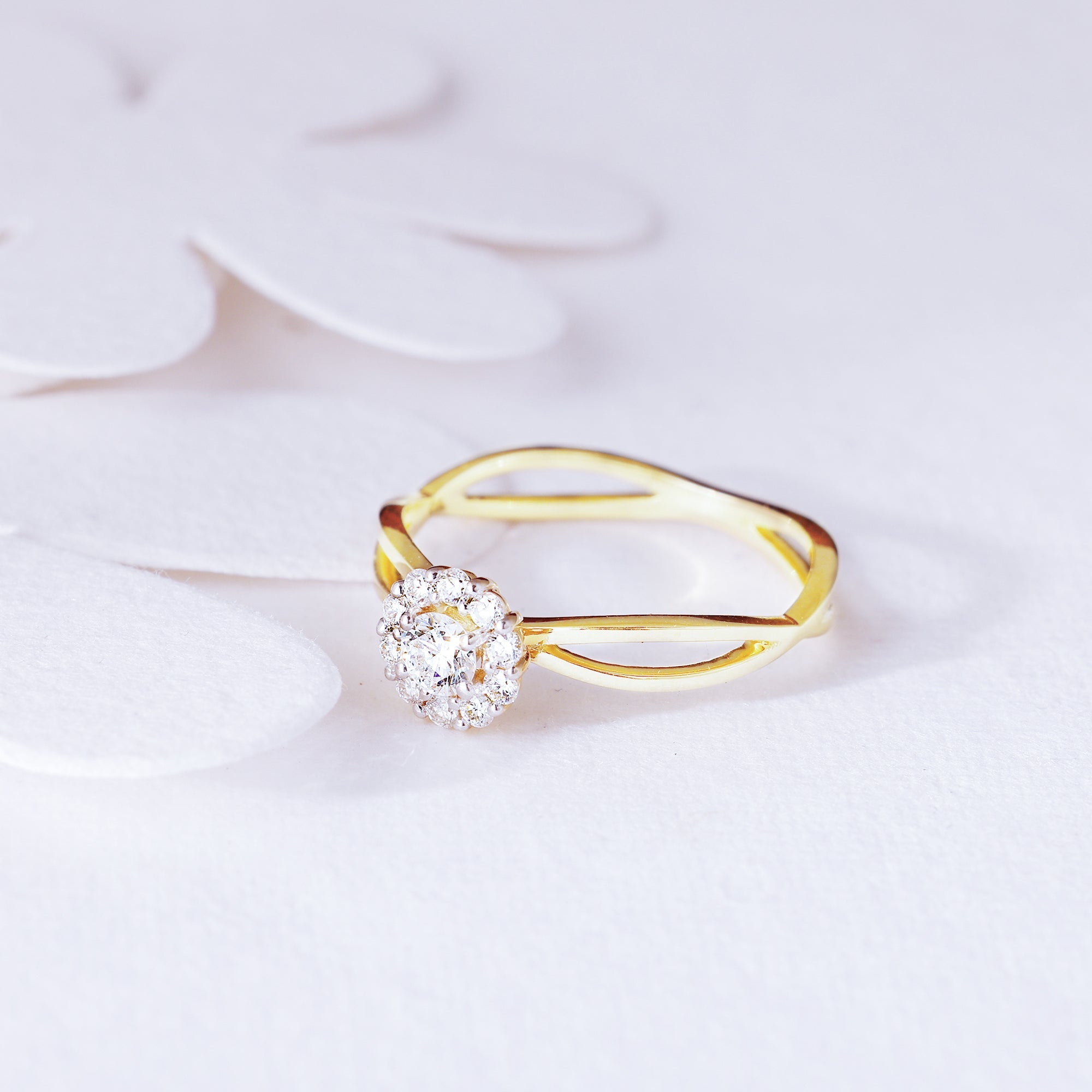 Gold Sparkling Love Diamond Ring - view 2