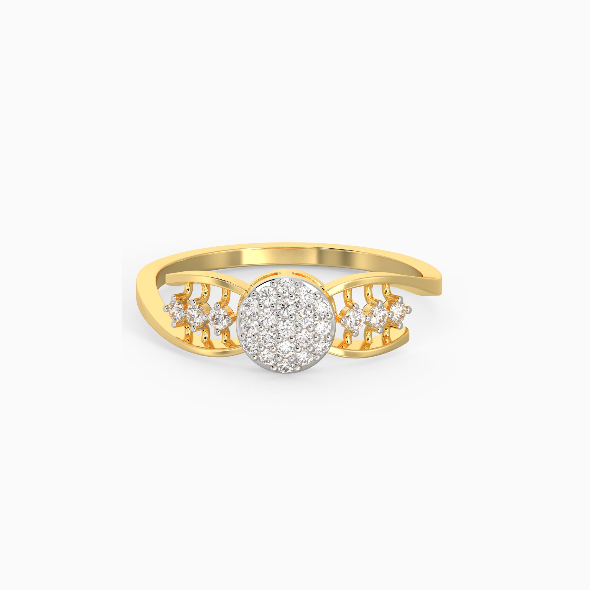 Gold Shining Cluster Diamond Ring - Image 1