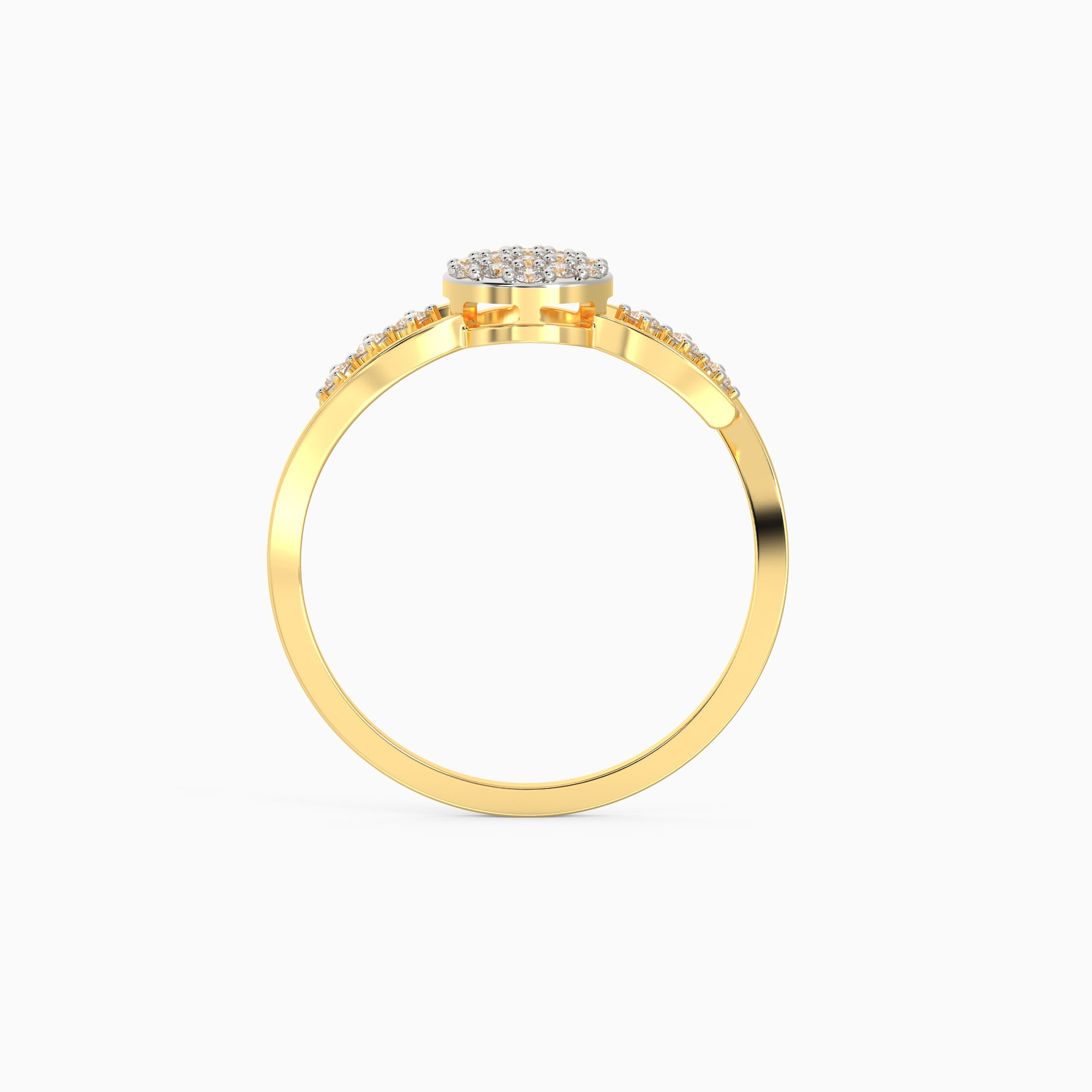 Gold Shining Cluster Diamond Ring - view 6