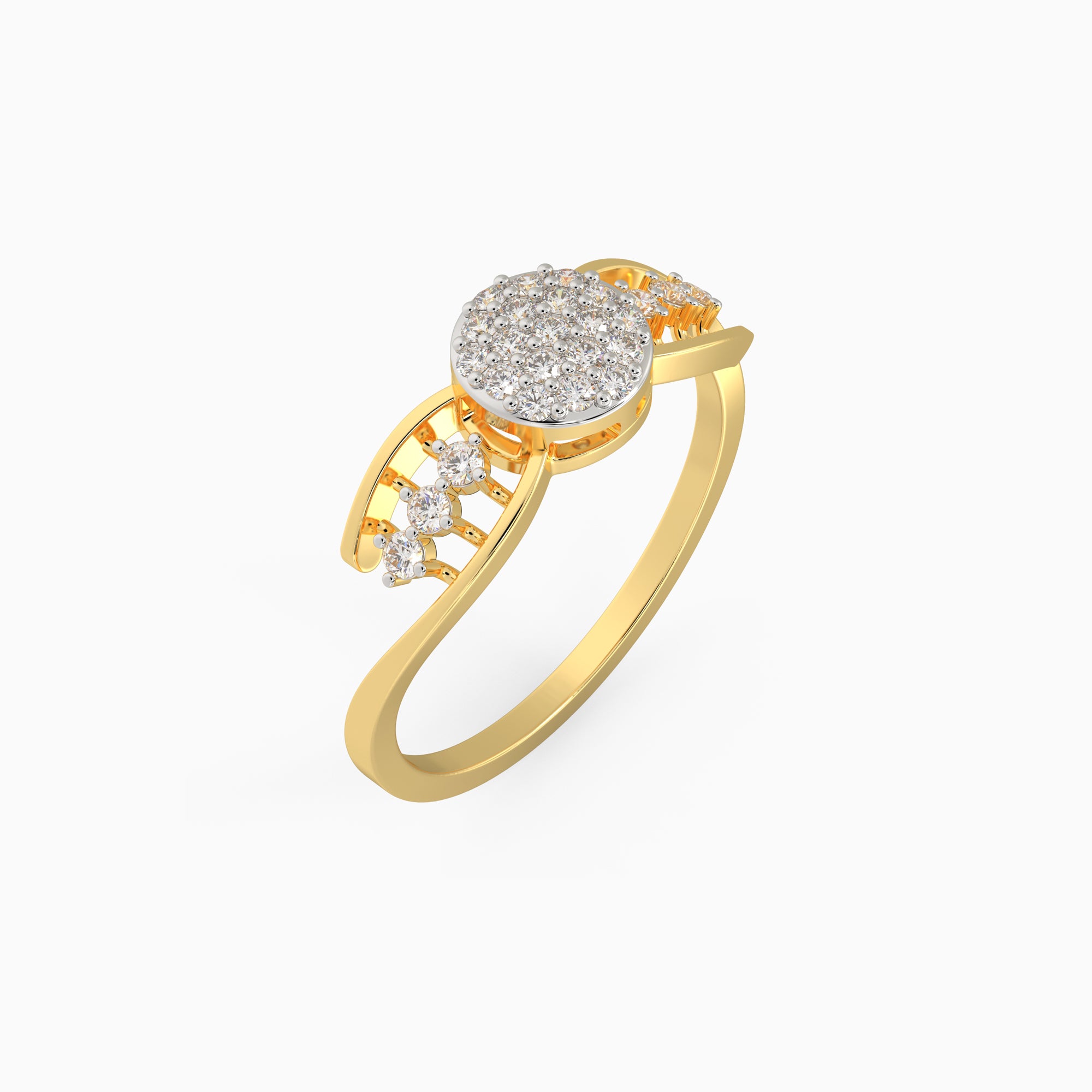 Gold Shining Cluster Diamond Ring - view 5