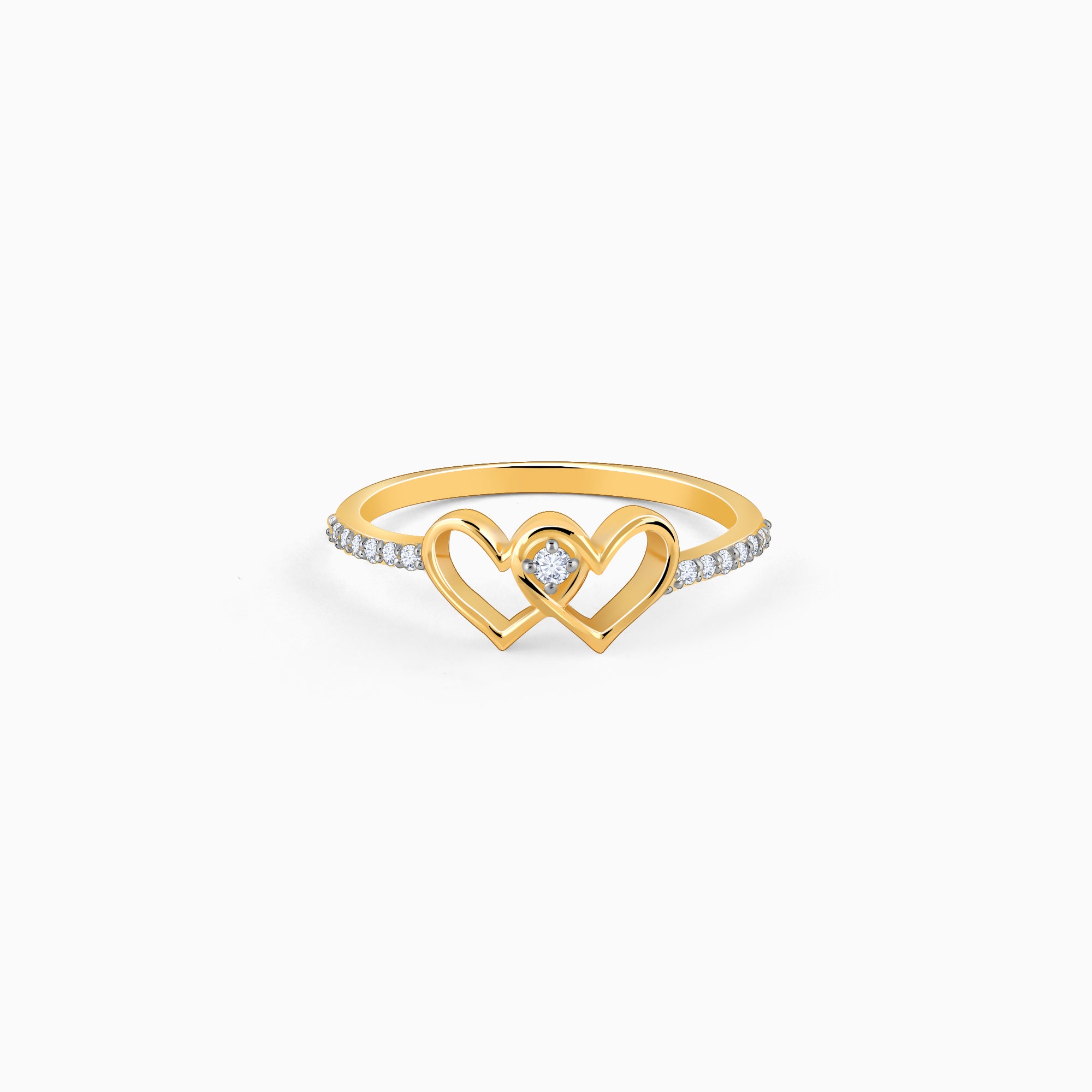 Gold Twin Hearts Diamond Ring - Image 1
