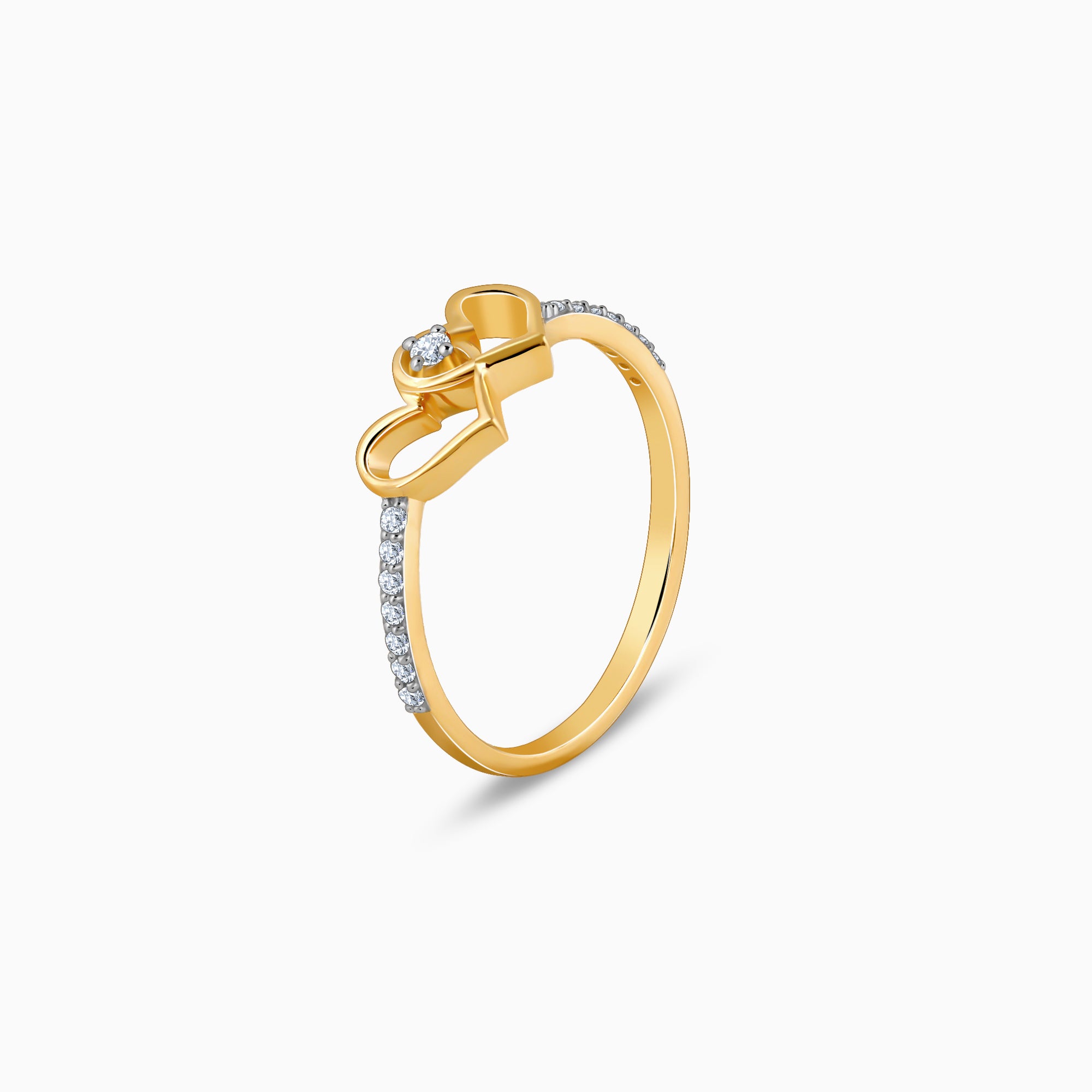 Gold Twin Hearts Diamond Ring - view 4