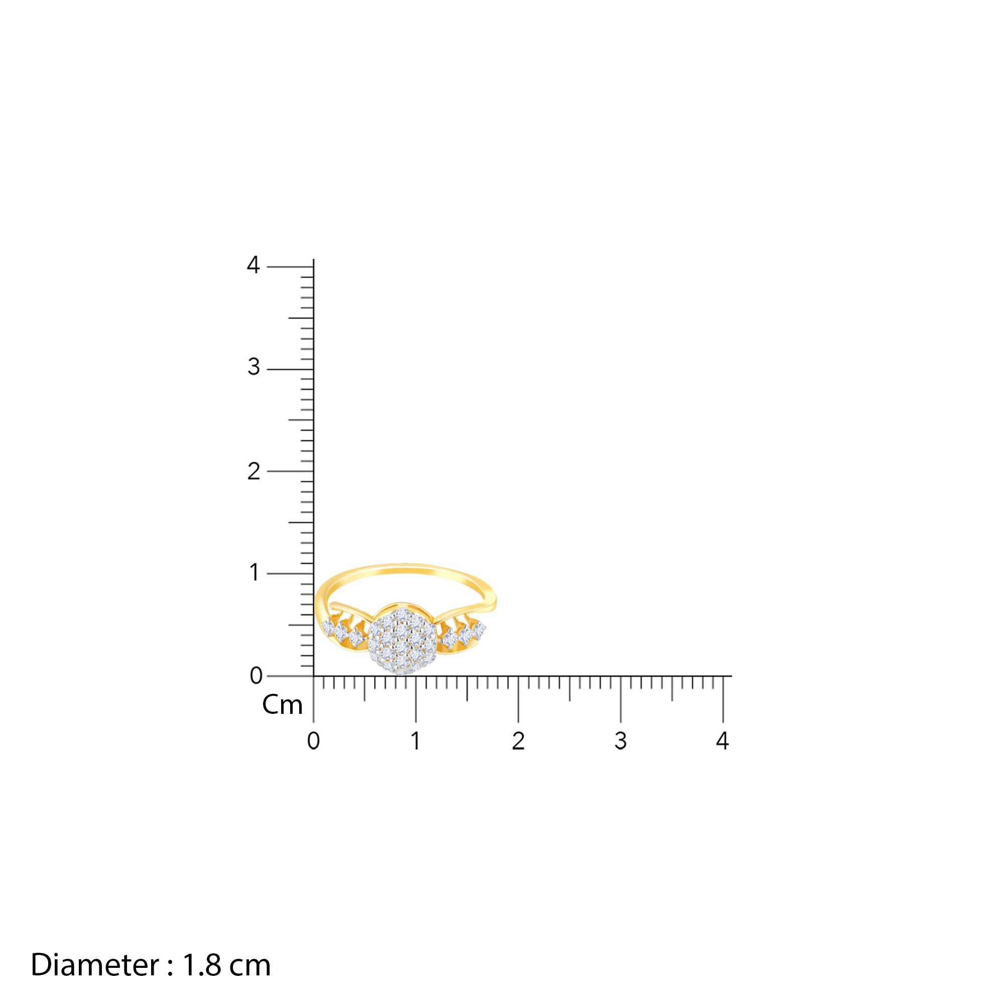 Gold Shining Cluster Diamond Ring - view 7