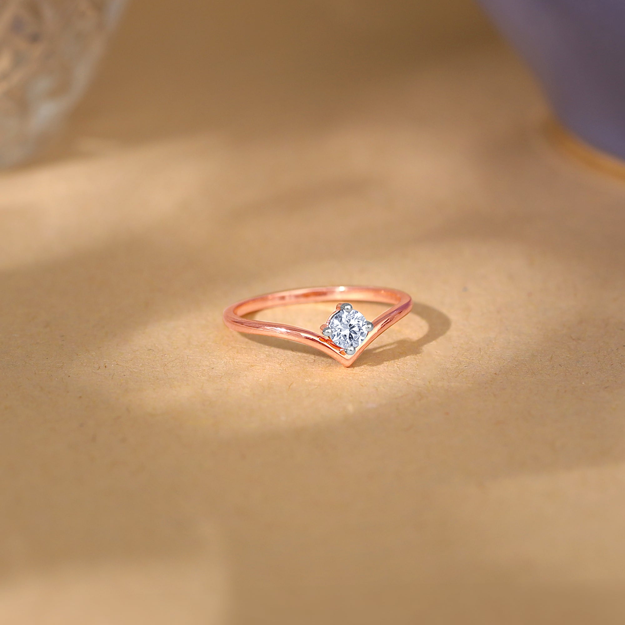 Rose Gold Opal Solitaire Diamond Ring - view 2