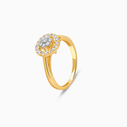 Gold Halo Cluster Lab Grown Diamond Ring