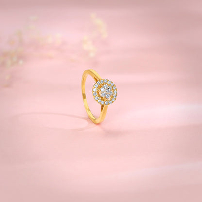 Gold Halo Cluster Lab Grown Diamond Ring