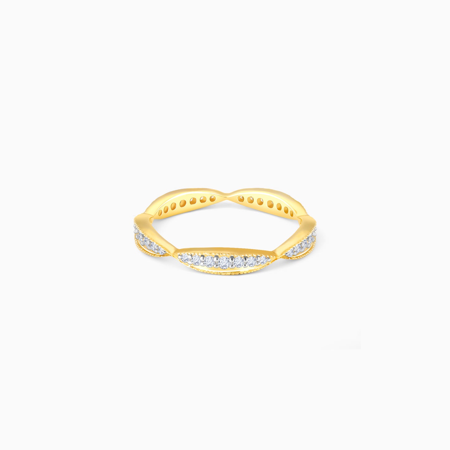 Gold Elegant Curves Diamond Ring