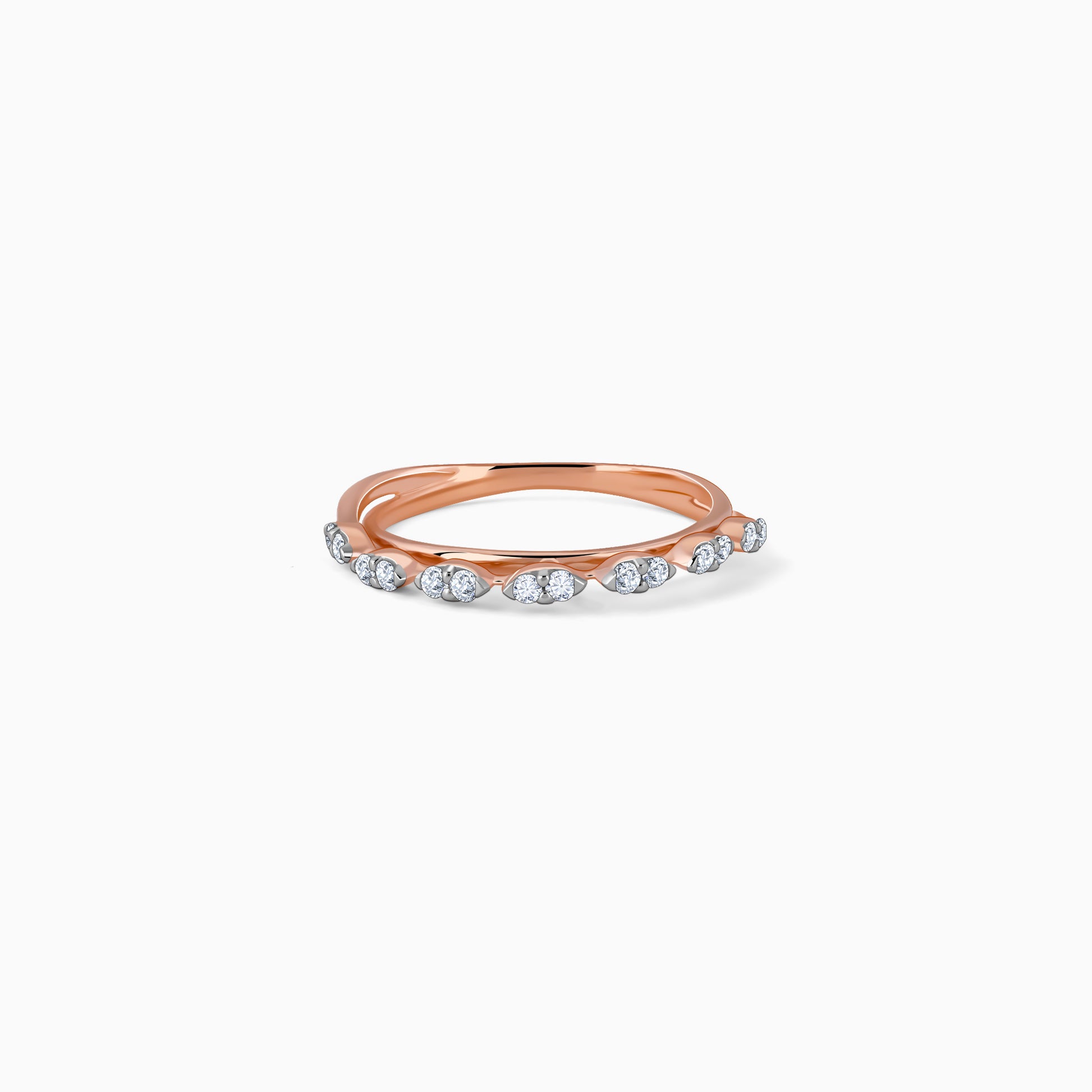 Pure rosegold ring with lab-grown diamonds placed elegantly.