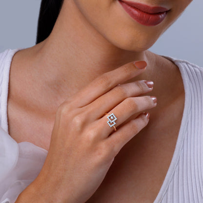 Rose Gold Fair and Square Lab Grown Diamond Ring