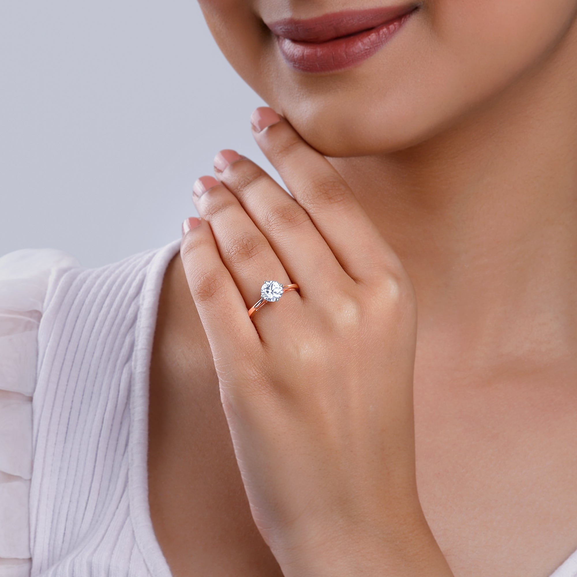 Rose Gold Yolo Solitaire Lab Grown Diamond Ring - view 3