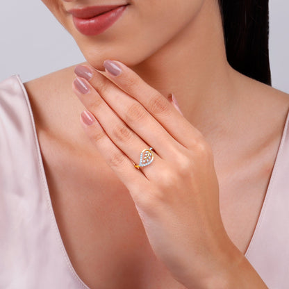 Gold Leaf in Luxury Lab Grown Diamond Ring