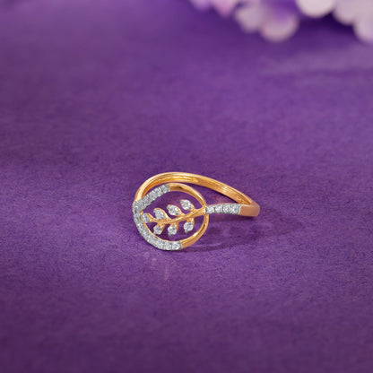 Gold Leaf in Luxury Lab Grown Diamond Ring