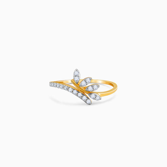 Gold Elegant Leaf Lab Grown Diamond Ring