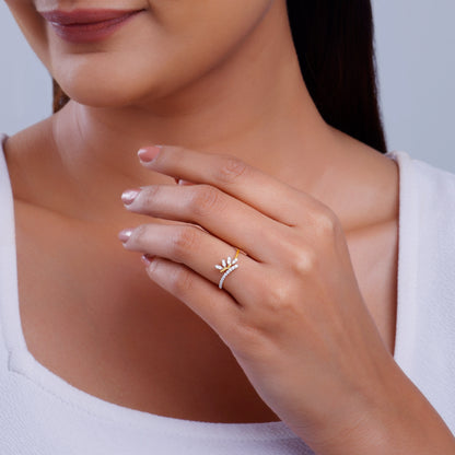 Gold Elegant Leaf Lab Grown Diamond Ring