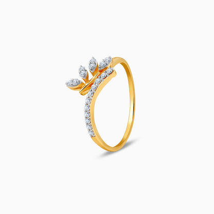 Gold Elegant Leaf Lab Grown Diamond Ring