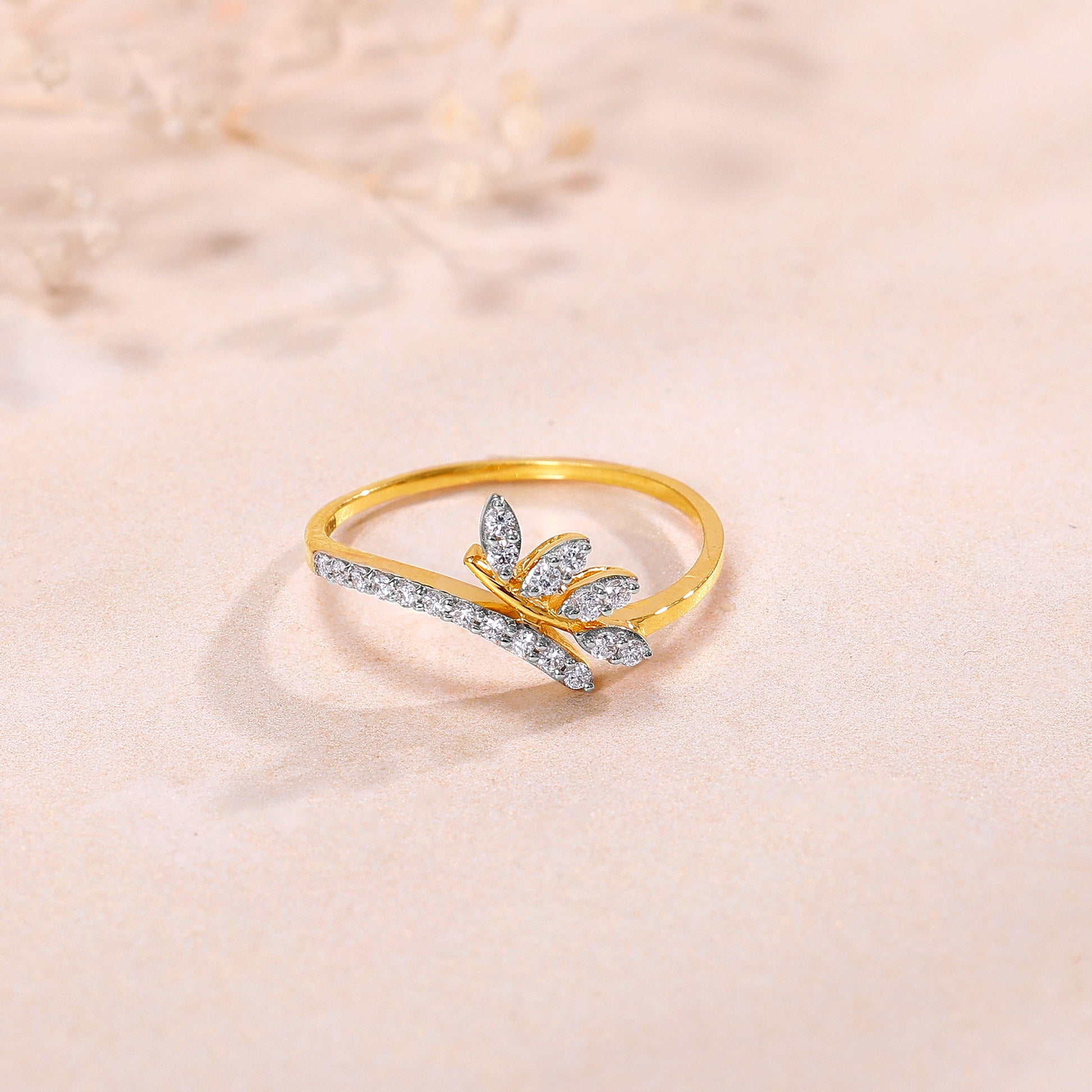 Gold Elegant Leaf Ring - gold ring for women