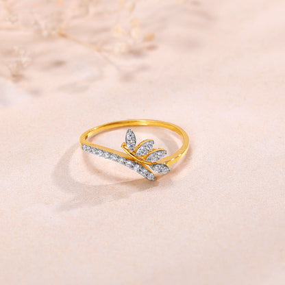 Gold Elegant Leaf Ring - gold ring for women