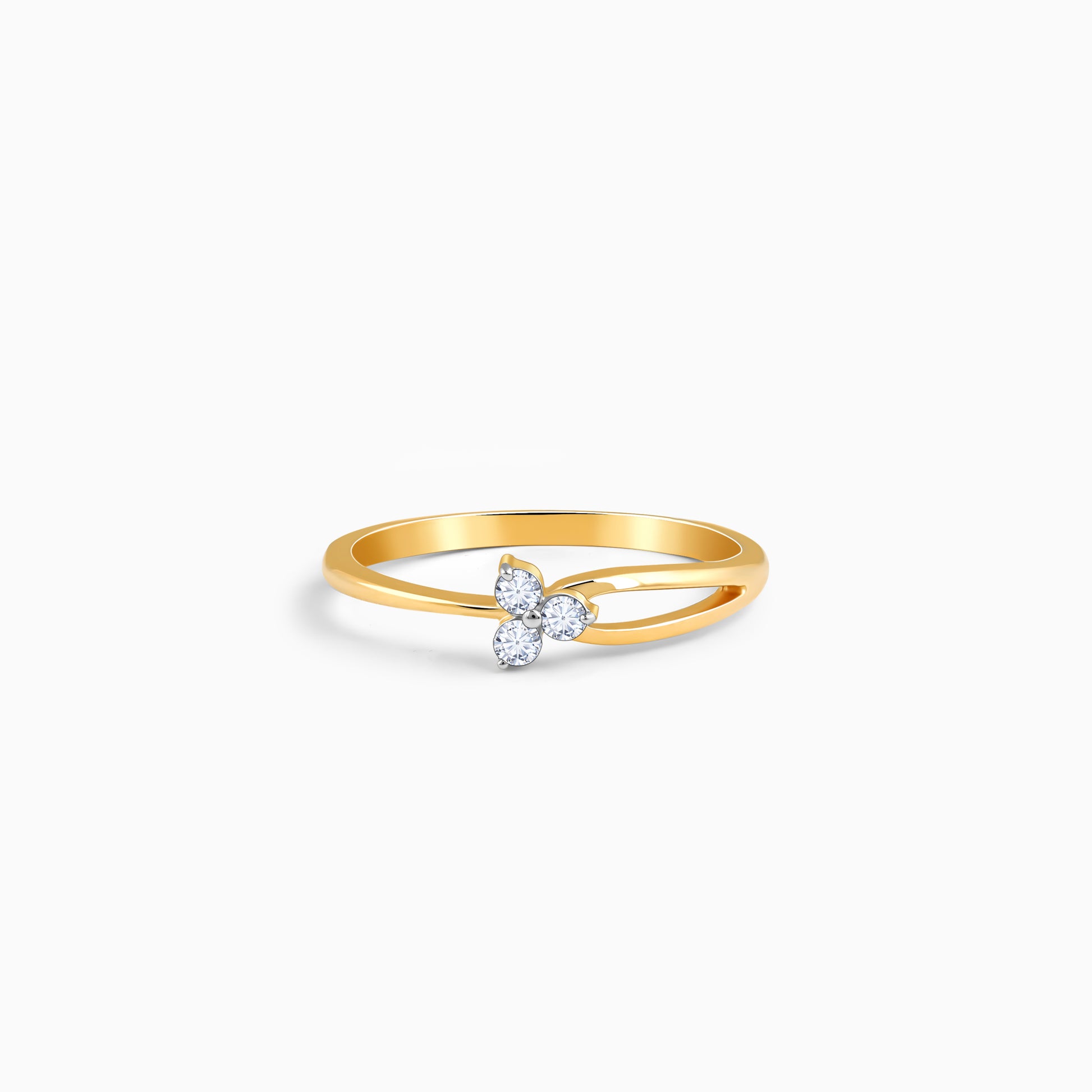 Gold Triple Bloom Diamond Ring- Gold Ring For Women