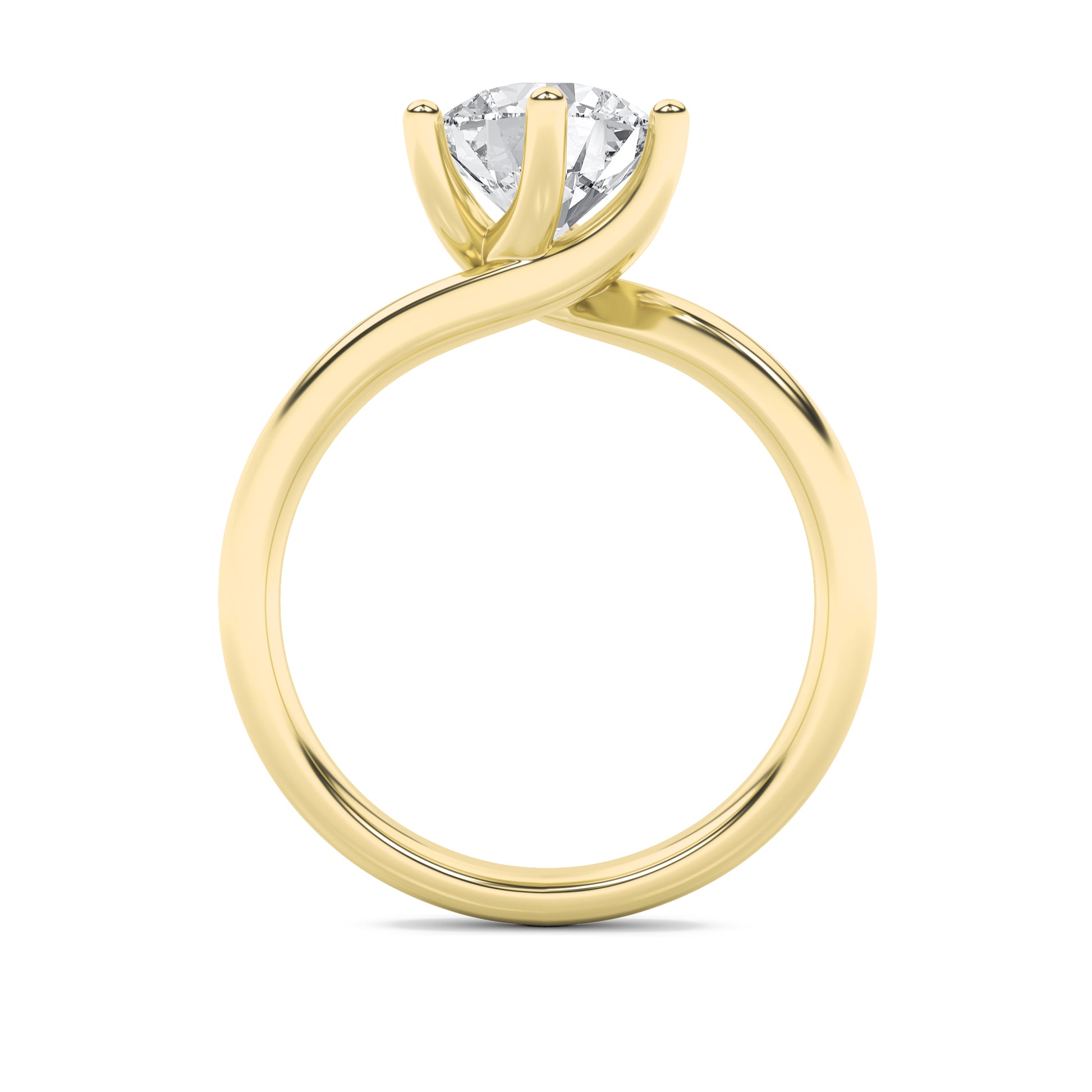 Gold solitaire ring with a dazzling round brilliant diamond.

