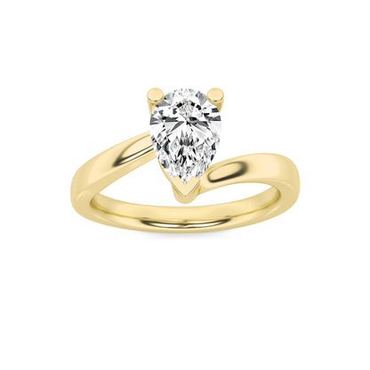 Gold Pear Solitaire Diamond Ring